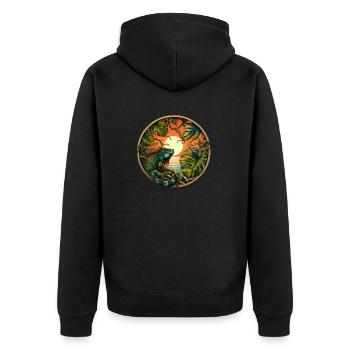 Jungle Sun - Unisex Premium Organic Zip Hoodie - black - Back - Nico (187cm)