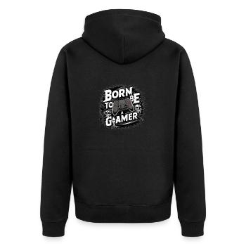 Born to be a gamer - Unisex Premium Organic Zip Hoodie - black - Back - Nico (187cm)
