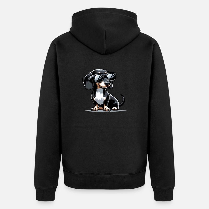 Chien teckel mignon - Veste à capuche bio Premium Unisexe - noir