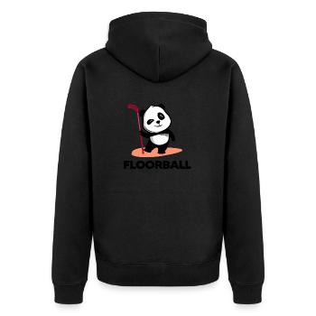floorball "floorballtime" floorballspieler bandy - Unisex Premium Bio Zip Hoodie - Schwarz - Hinten - Nico (187cm)