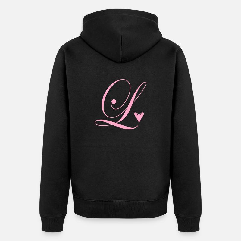 Monogramme L Cœur Vigne - Veste à capuche bio Premium Unisexe - noir
