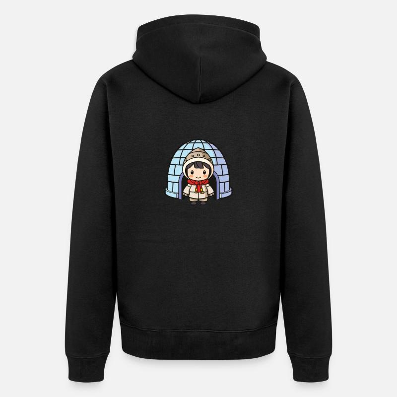 iglu eskimo mädchen - Unisex Premium Bio Zip Hoodie - Schwarz