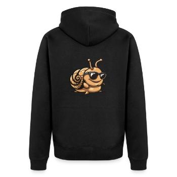 Schnecke Comic Cool - Unisex Premium Bio Zip Hoodie - Schwarz - Hinten - Nico (187cm)