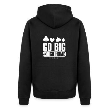 Poker Go Big Or Go Home Kartenmotive - Unisex Premium Bio Zip Hoodie - Schwarz - Hinten - Nico (187cm)