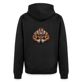 Tiger Beast Martial Arts MMA - Unisex Premium Bio Zip Hoodie - Schwarz - Hinten - Nico (187cm)
