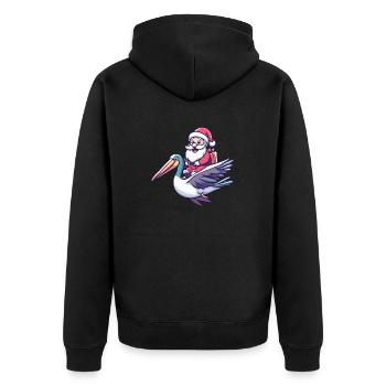 Pelikan Vogel Weihnachtsmann Cartoon - Unisex Premium Bio Zip Hoodie - Schwarz - Hinten - Nico (187cm)