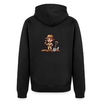 archaeologist comic - Unisex Premium Organic Zip Hoodie - black - Back - Nico (187cm)
