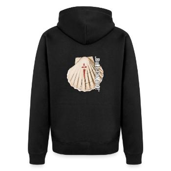 Scallop - Unisex Premium Organic Zip Hoodie - black - Back - Nico (187cm)