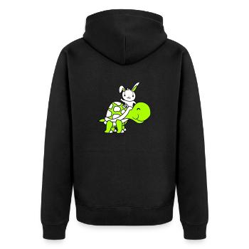 Bunny Big Giant Turtle Riding Waving Cute - Unisex Premium Organic Zip Hoodie - black - Back - Nico (187cm)