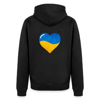 The Flag Of Ukraine, Ukrainian flag - Unisex Premium Organic Zip Hoodie - black - Back - Nico (187cm)