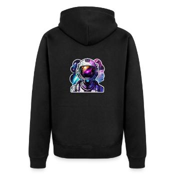 Astronauten- und Galaxie-Helm - Unisex Premium Bio Zip Hoodie - Schwarz - Hinten - Nico (187cm)