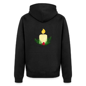 Brennende Neujahrskerze - Unisex Premium Bio Zip Hoodie - Schwarz - Hinten - Nico (187cm)