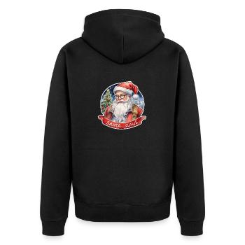 Weihnachtsmann - Traditionell und Aquarell - Unisex Premium Bio Zip Hoodie - Schwarz - Hinten - Nico (187cm)