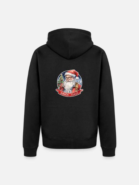 Weihnachtsmann - Traditionell und Aquarell - Unisex Premium Bio Zip Hoodie - Schwarz