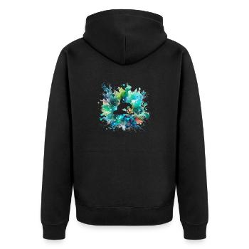 Splash of color with pure cut out blue green - Unisex Premium Organic Zip Hoodie - black - Back - Nico (187cm)