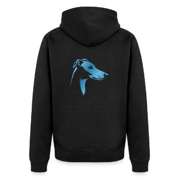Greyhound Greyhound, Dog Head, Blue Drawing - Unisex Premium Organic Zip Hoodie - black - Back - Nico (187cm)