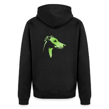 Greyhound Greyhound, Dog Head, Drawing Green - Unisex Premium Organic Zip Hoodie - black - Back - Nico (187cm)