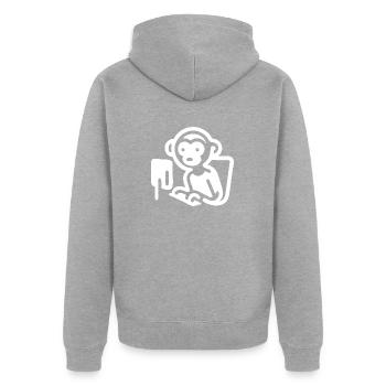 Code Affe - Unisex Premium Bio Zip Hoodie - Grau meliert - Hinten - Nico (187cm)