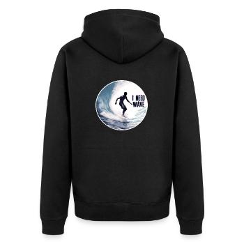 Surfer on the Wave Nature - Unisex Premium Organic Zip Hoodie - black - Back - Nico (187cm)