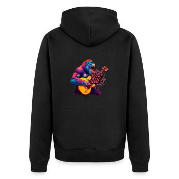 Rocking n Roll, Gorille Jouant De La Guitare - Veste à capuche bio Premium Unisexe - noir - Dos - Nico (187cm)