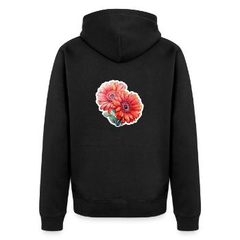 Gerbera Daisies 2 Blüten - Unisex Premium Bio Zip Hoodie - Schwarz - Hinten - Nico (187cm)