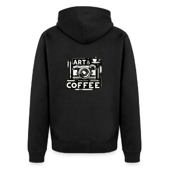 Photo + Art & CaféPlaisir - Veste à capuche bio Premium Unisexe - noir - Dos - Nico (187cm)