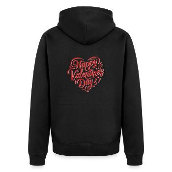 Happy Valentine's Day - Unisex Premium Bio Zip Hoodie - Schwarz - Hinten - Nico (187cm)