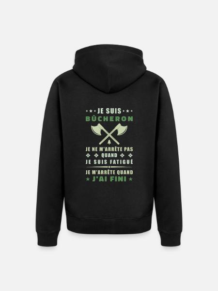 Ich bin Holzfäller - Unisex Premium Bio Zip Hoodie - Schwarz