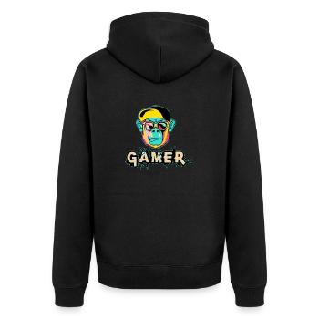 Gamer, Games, Gaming - Unisex Premium Organic Zip Hoodie - black - Back - Nico (187cm)