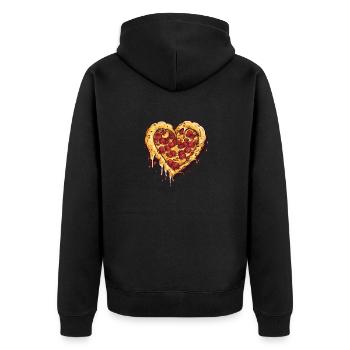 Pizza Love Herz Essen Italien Urlaub Salami Food - Unisex Premium Bio Zip Hoodie - Schwarz - Hinten - Nico (187cm)