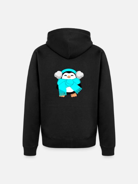 Penguin - Unisex Premium Organic Zip Hoodie - black