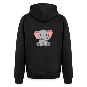 Elephant - Unisex Premium Organic Zip Hoodie - black - Back - Nico (187cm)