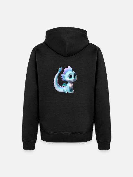 Neugieriger Baby-Drache - Unisex Premium Bio Zip Hoodie - Schwarz