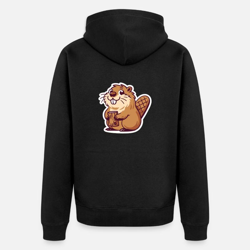 Mème de castor - Veste à capuche bio Premium Unisexe - noir