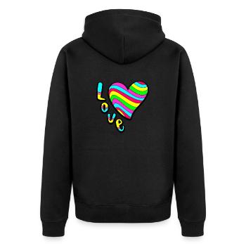 Colourful Love - Unisex Premium Organic Zip Hoodie - black - Back - Nico (187cm)