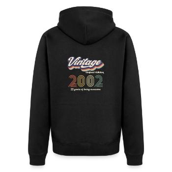 Jahrgang 2002 Vintage Retro Geburtstagsgeschenk - Unisex Premium Bio Zip Hoodie - Schwarz - Hinten - Nico (187cm)