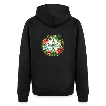 Dragonfly - Unisex Premium Organic Zip Hoodie - black - Back - Nico (187cm)