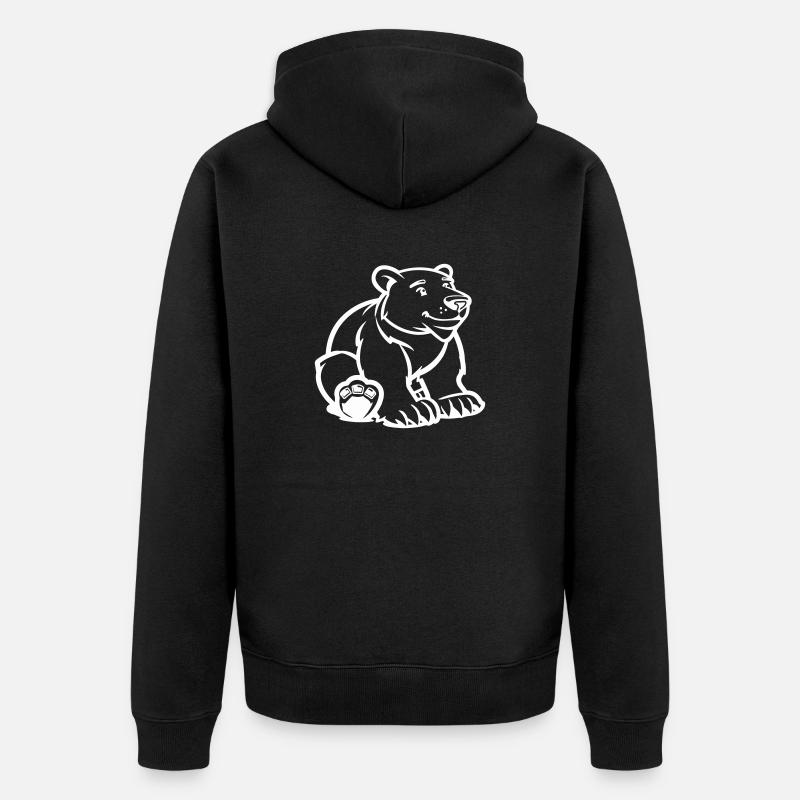 Polar Bear Comic Bear - Unisex Premium Organic Zip Hoodie - black