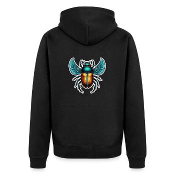 Skarabäus Neo Traditional - Unisex Premium Bio Zip Hoodie - Schwarz - Hinten - Nico (187cm)
