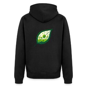 Blatt Frühling schräg - Unisex Premium Bio Zip Hoodie - Schwarz - Hinten - Nico (187cm)
