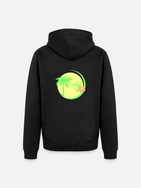 Palmier Colibri Hibiscus - Veste à capuche bio Premium Unisexe - noir