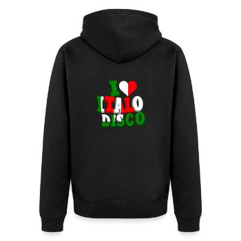 J’adore la chemise Italo Disco - Veste à capuche bio Premium Unisexe - noir - Dos - Nico (187cm)