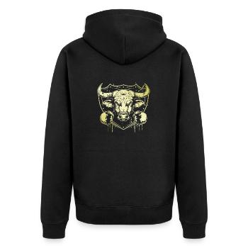 Bulle Stier Boxer - Unisex Premium Bio Zip Hoodie - Schwarz - Hinten - Nico (187cm)