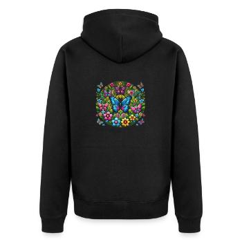 Schmetterlinge 2 - Unisex Premium Bio Zip Hoodie - Schwarz - Hinten - Nico (187cm)