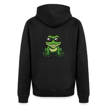 Frog Comic Cool - Unisex Premium Organic Zip Hoodie - black - Back - Nico (187cm)