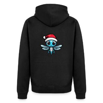 Libelle Weihnachten - Unisex Premium Bio Zip Hoodie - Schwarz - Hinten - Nico (187cm)