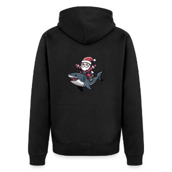 Requin Père Noël dessin animé - Veste à capuche bio Premium Unisexe - noir - Dos - Nico (187cm)