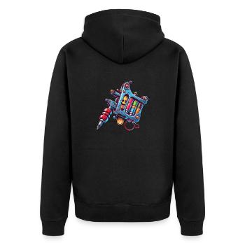 tattoo maschine - Unisex Premium Bio Zip Hoodie - Schwarz - Hinten - Nico (187cm)