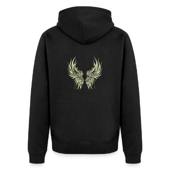 Flügel Drache Anime Drachenkopf Mythisch Reptil Magie - Unisex Premium Bio Zip Hoodie - Schwarz - Hinten - Nico (187cm)