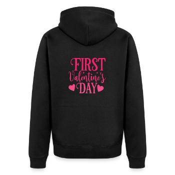 xoxo love you amore Blumen Frauen Valentinstag 14 - Unisex Premium Bio Zip Hoodie - Schwarz - Hinten - Nico (187cm)
